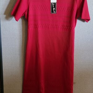 1970s James Kenrob Red Knit Dress NOS